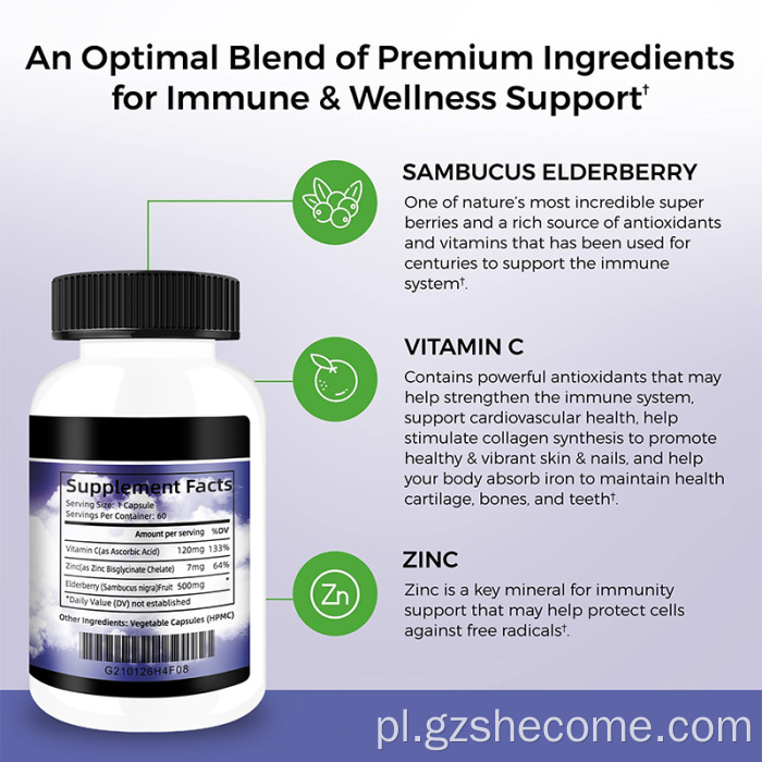 Witaminy dla dorosłych czarnych kapsułek sambucus